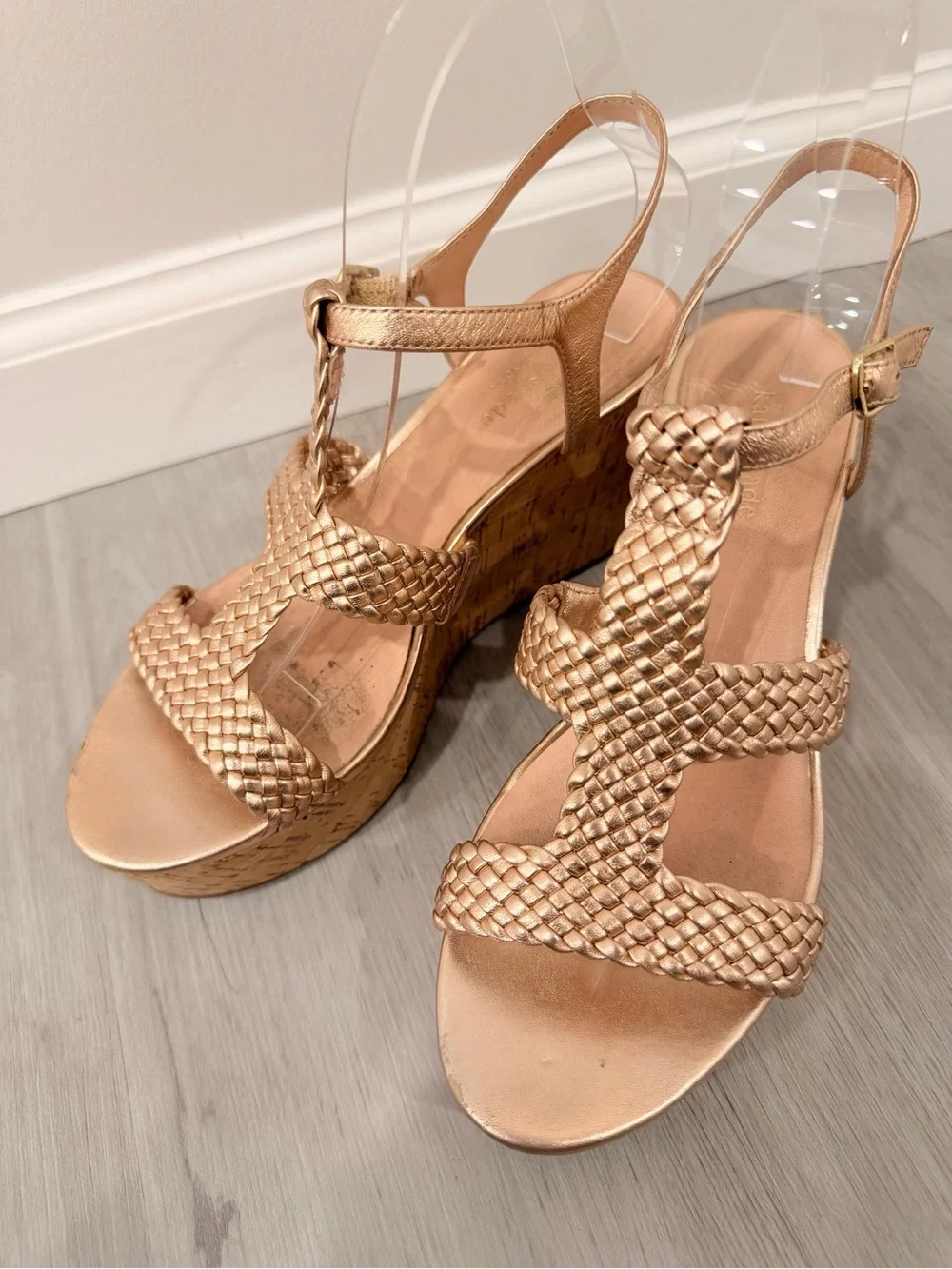Kate Spade New York Rose Gold Tianna Woven Wedge Platform Sandals Size 8.5